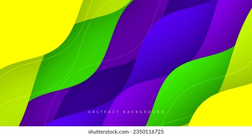 Colorful wave abstract background with shadow color yellow, green, and purple on background. Eps10 vector
