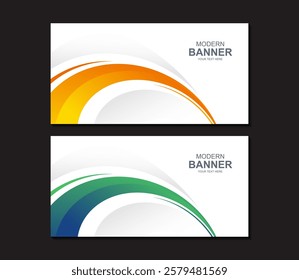 colorful wave abstract business banner collection