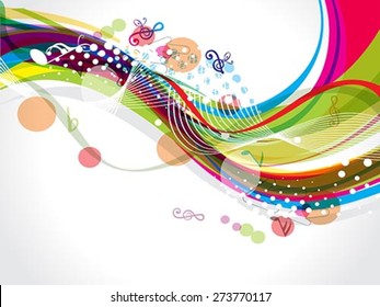colorful wave background with musical notes vector illustration 
