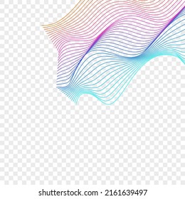 Colorful Wave Background Transparent Vector. Holistic Cover. Bright Blend Fiction. Curve Breeze Design. Neon Context Soundwave.