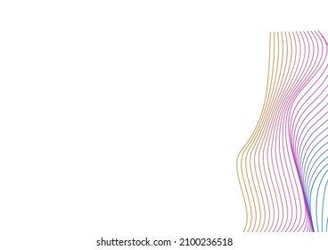 Colorful Wave Background White Vector. Synergy Banner. Rainbow Mesh Twisted. Blend Light Backdrop. Multicolored Circular Ribbon.