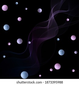 Colorful wave with balloons. Abstract vector background