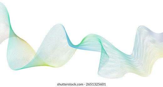 Colorful wave design with vibrant gradients flowing through white space in an abstract style creating a calm atmosphere