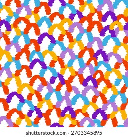 Colorful wave doodle seamless pattern. Creative minimalist style art background, trendy design with basic shapes. Modern abstract color backdrop