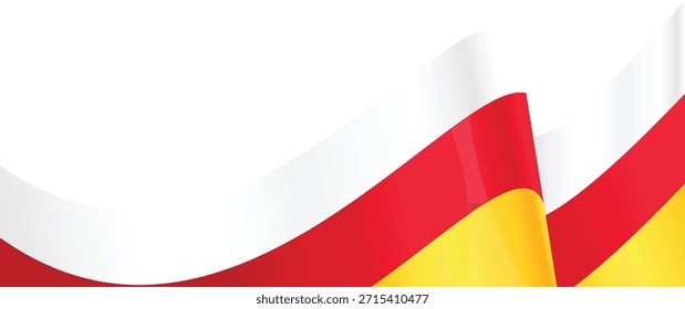 Onda colorida de una bandera con rayas rojas y amarillas.
