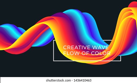 Colorful wave flow pattern. Background with liquid color lines