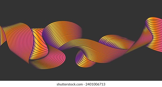 Una ola colorida. Diseño degradado de una línea sinuosa. Ilustración del vector
