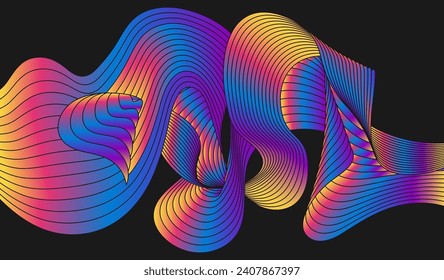 A colorful wave. Gradient design of a sinuous line. Vector illustration