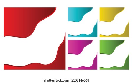 Colorful Wave Gradient Template Banner Set. Red, Blue Yellow, Pink Purple, Green Square Background. Vector Illustration.