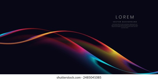 Colorful wave and light on black background. You can use for ad, poster, template, business presentation. Vector illustration