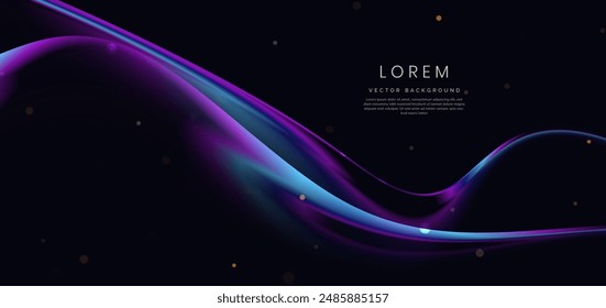 Colorful wave and light on black background. You can use for ad, poster, template, business presentation. Vector illustration