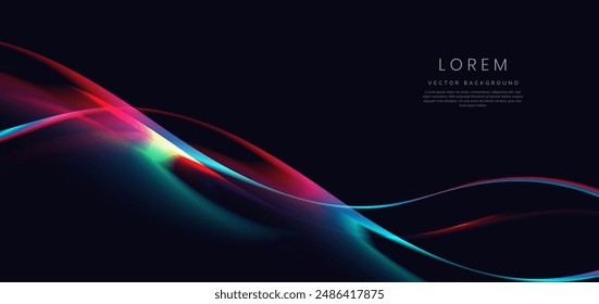 Colorful wave and light on black background. You can use for ad, poster, template, business presentation. Vector illustration