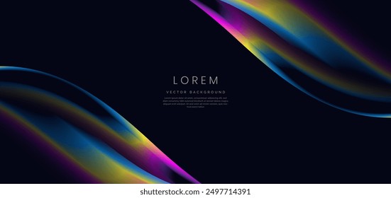 Colorful wave and light on black background. You can use for ad, poster, template, business presentation. Vector illustration