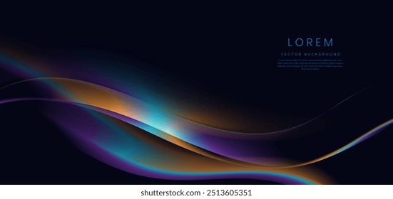 Colorful wave and light on black background. You can use for ad, poster, template, business presentation. Vector illustration