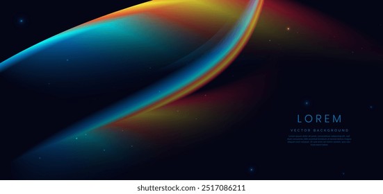 Colorful wave and light on black background. You can use for ad, poster, template, business presentation. Vector illustration