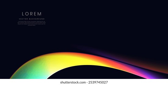 Colorful wave and light on black background. You can use for ad, poster, template, business presentation. Vector illustration