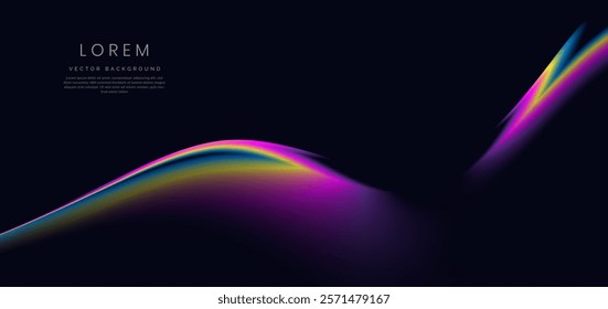 Colorful wave and light on black background. You can use for ad, poster, template, business presentation. Vector illustration