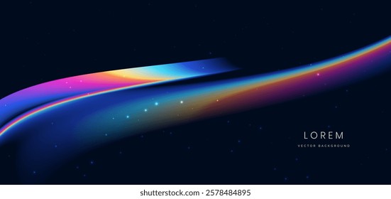 Colorful wave and light on black background. You can use for ad, poster, template, business presentation. Vector illustration