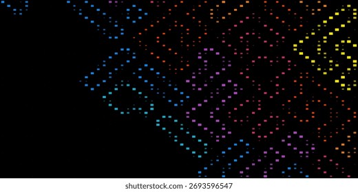 Línea de onda colorida con guion. Abstractas línea de malla geométrica ondulada multicolor.

