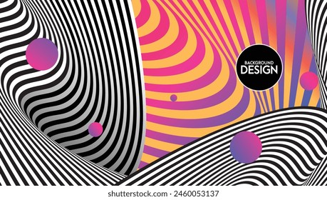 Colorful wave line style background design.