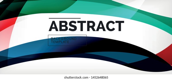 Colorful wave lines abstract background, color line for business or techno presentation. Vector shiny modern wallpaper with stripes