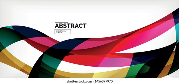Colorful wave lines abstract background, color line for business or techno presentation. Vector shiny modern wallpaper with stripes