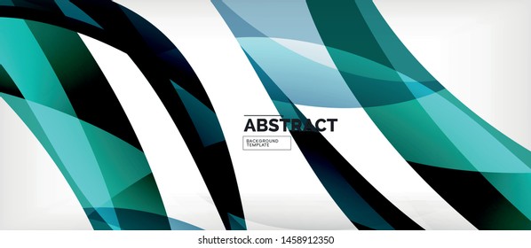 Farbige Wellenlinien abstrakter Hintergrund, Farblinie für Business- oder Techno-Präsentation. Vektorglänzende, moderne Tapete mit Streifen