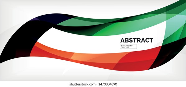 Colorful wave lines abstract background, color line for business or techno presentation. Vector shiny modern wallpaper with stripes
