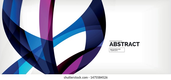 Farbige Wellenlinien abstrakter Hintergrund, Farblinie für Business- oder Techno-Präsentation. Vektorglänzende, moderne Tapete mit Streifen