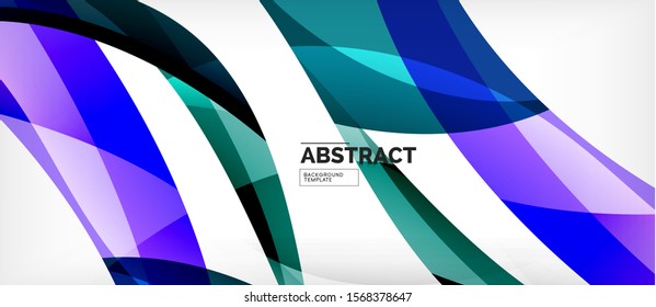 Coloridas líneas onduladas fondo abstracto, línea de color para presentación empresarial o técnica. Papel de pared moderno brillante vectorial con rayas