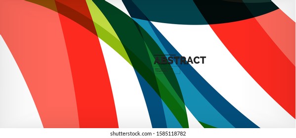 Colorful wave lines abstract background, color line for business or techno presentation. Vector shiny modern wallpaper with stripes