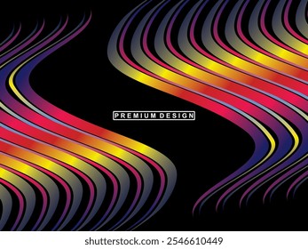 Fundo de padrão de linhas de onda coloridas, incrível visualização multicolor abstrata.