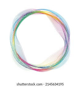 Fondo de resumen de las líneas de onda coloridas del marco de círculo del patrón de trama. Aislado. Vector