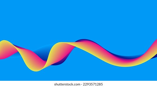 Colorful Wave Lines Pattern On Blue Background. Modern Banner. Wallpaper. Frame. Template. Abstract. Vector Illustration