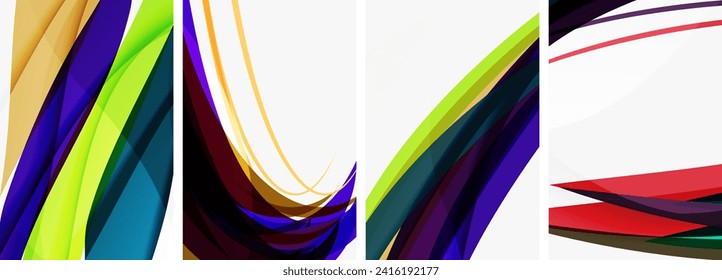 Colorful wave lines poster set for wallpaper, business card, cover, poster, banner, brochure, header, website