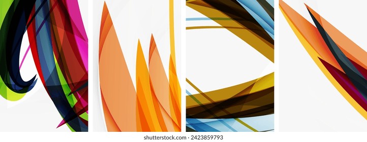 Colorful wave lines poster set for wallpaper, business card, cover, poster, banner, brochure, header, website