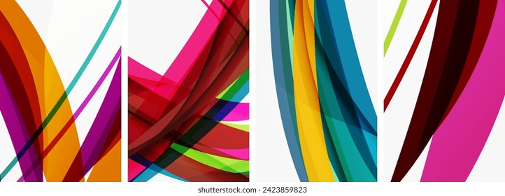 Colorful wave lines poster set for wallpaper, business card, cover, poster, banner, brochure, header, website