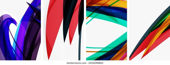 Colorful wave lines poster set for wallpaper, business card, cover, poster, banner, brochure, header, website