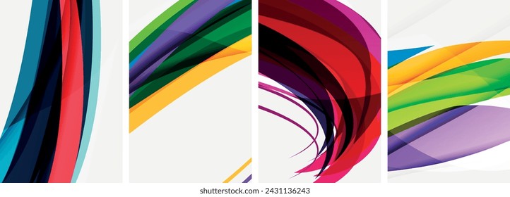 Colorful wave lines poster set for wallpaper, business card, cover, poster, banner, brochure, header, website