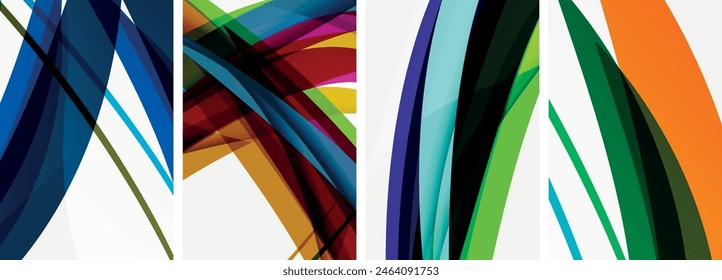 Coloridas líneas de onda conjunto de póster para Fondo de pantalla, tarjeta de visita, cubierta, póster, Anuncio, folleto, cabecera, Sitio web