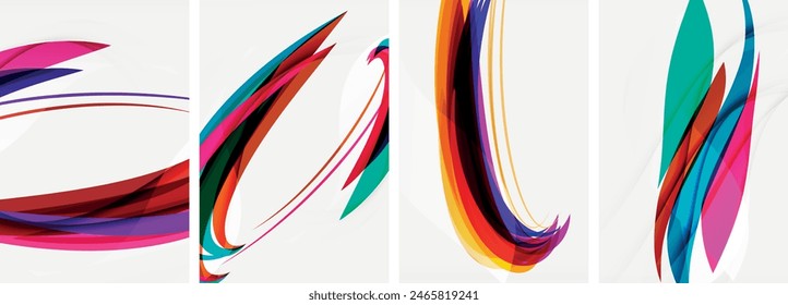 Coloridas líneas de onda conjunto de póster para Fondo de pantalla, tarjeta de visita, cubierta, póster, Anuncio, folleto, cabecera, Sitio web