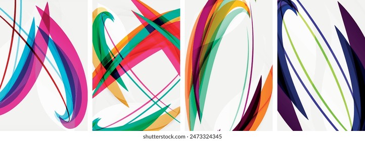 Coloridas líneas de onda conjunto de póster para Fondo de pantalla, tarjeta de visita, cubierta, póster, Anuncio, folleto, cabecera, Sitio web