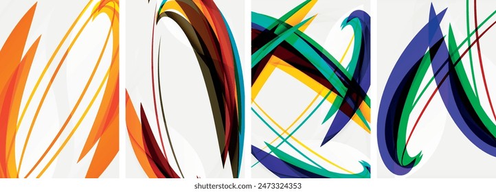 Colorful wave lines poster set for wallpaper, business card, cover, poster, banner, brochure, header, website