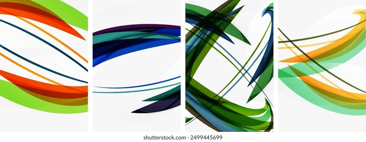 Colorful wave lines poster set for wallpaper, business card, cover, poster, banner, brochure, header, website