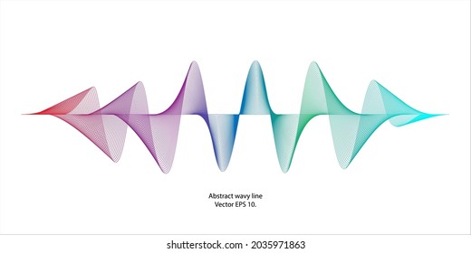 Colorful wave lines vector with white background, texture lines background