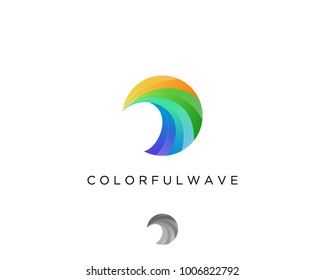 colorful wave logo icon design template