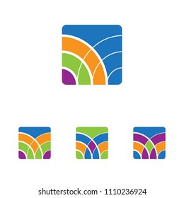 colorful wave logo sets with modern look