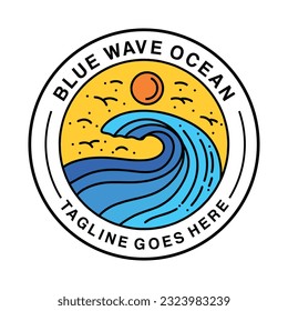Colorful Wave Logo Vector Graphic Design illustration Badge Emblem Symbol and Icon