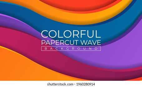 Colorful Wave Papercut Background Illustration