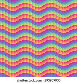 Colorful wave seamless pattern of gradient circles